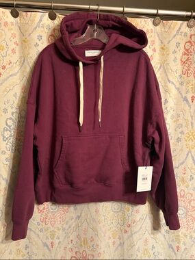 Spiritual Gangster Plum Hooded Sweatshirt with Cream Drawstrings